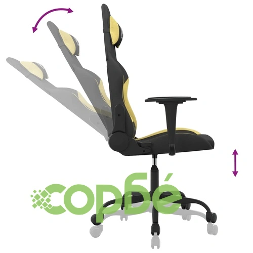 Геймърски стол, черно и светлозелено, плат ➤ топ цена ➤ sorbe.bg