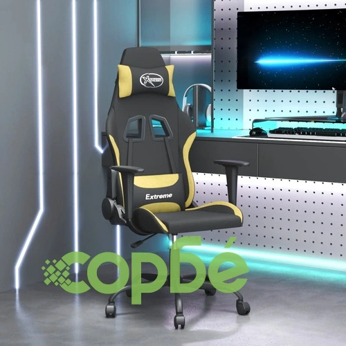 Геймърски стол, черно и светлозелено, плат ➤ топ цена ➤ sorbe.bg