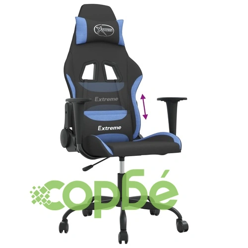 Гейминг стол, черно и синьо, плат ➤ топ цена ➤ sorbe.bg