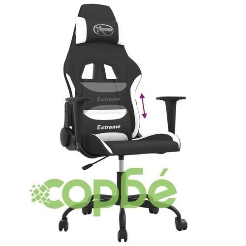 Гейминг стол, черно и бяло, плат ➤ топ цена ➤ sorbe.bg