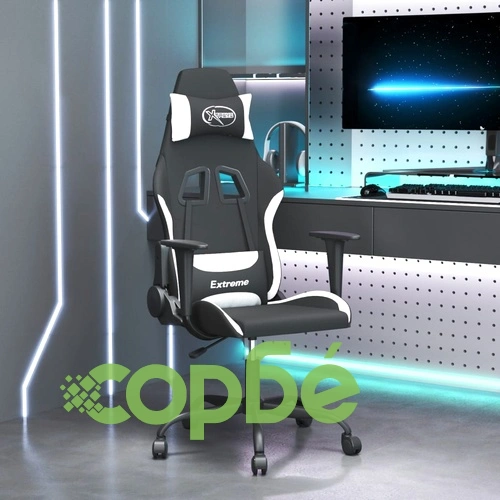 Гейминг стол, черно и бяло, плат ➤ топ цена ➤ sorbe.bg