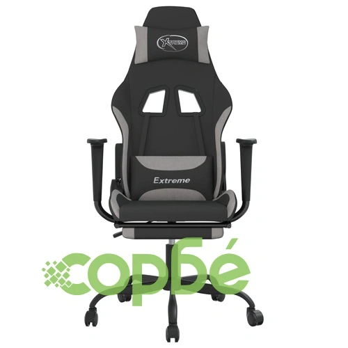 Гейминг стол с опора за крака, черно и cветлосив, плат ➤ топ цена ➤ sorbe.bg