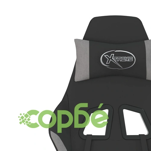 Гейминг стол с опора за крака, черно и cветлосив, плат ➤ топ цена ➤ sorbe.bg