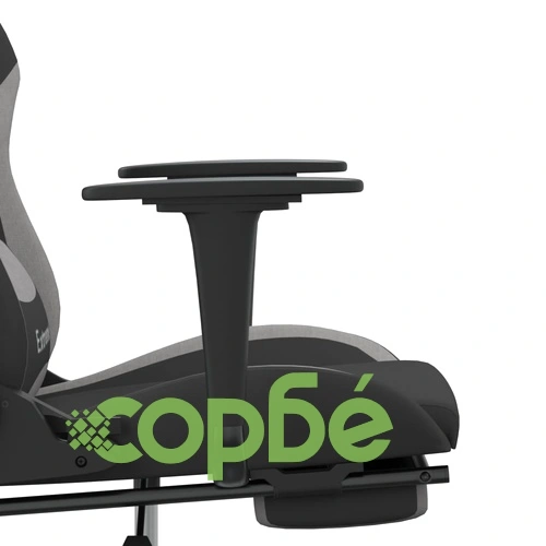 Гейминг стол с опора за крака, черно и cветлосив, плат ➤ топ цена ➤ sorbe.bg