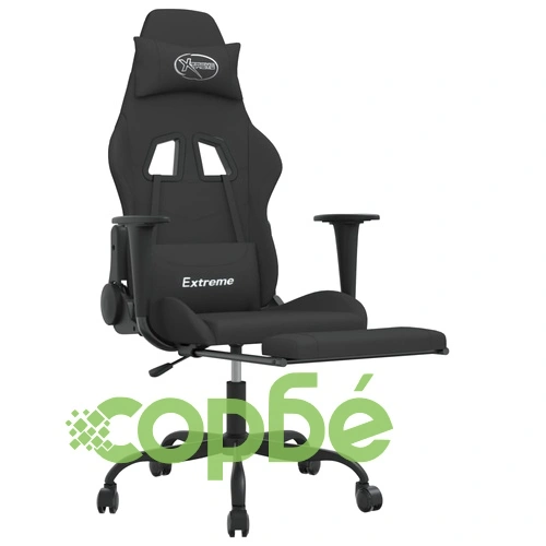 Гейминг стол с опора за крака, черно, плат ➤ топ цена ➤ sorbe.bg