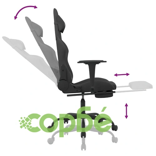 Гейминг стол с опора за крака, черно, плат ➤ топ цена ➤ sorbe.bg