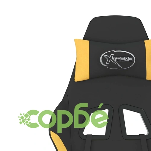 Гейминг стол с опора за крака, черно и жълто, плат ➤ топ цена ➤ sorbe.bg