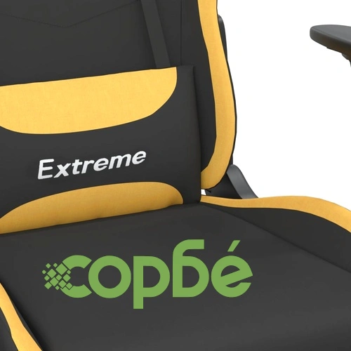 Гейминг стол с опора за крака, черно и жълто, плат ➤ топ цена ➤ sorbe.bg