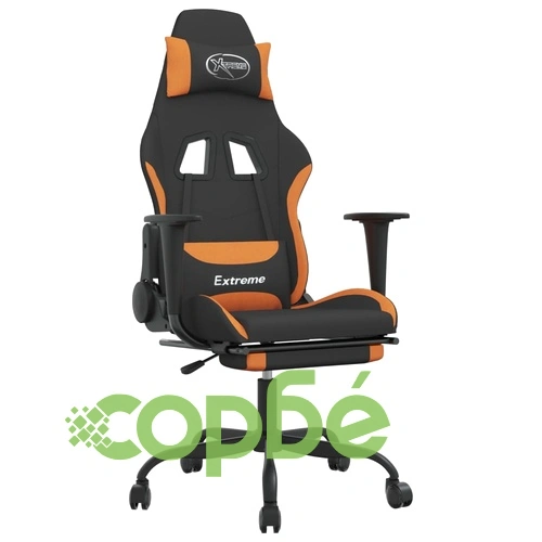 Гейминг стол с опора за крака, черно и оранжево, плат ➤ топ цена ➤ sorbe.bg