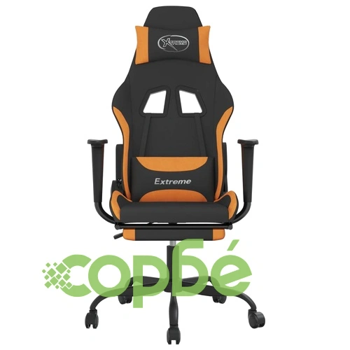 Гейминг стол с опора за крака, черно и оранжево, плат ➤ топ цена ➤ sorbe.bg