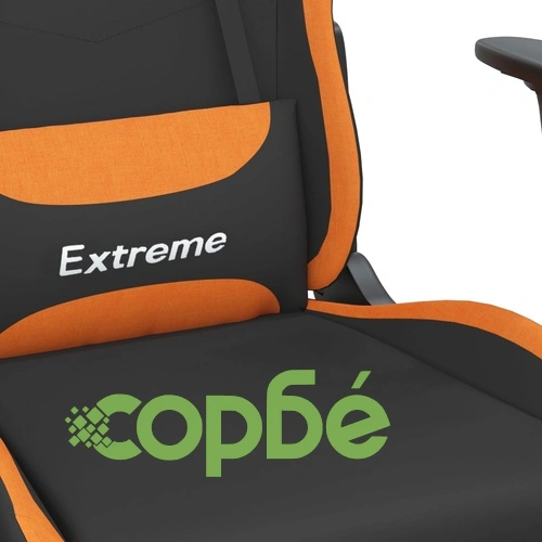 Гейминг стол с опора за крака, черно и оранжево, плат ➤ топ цена ➤ sorbe.bg