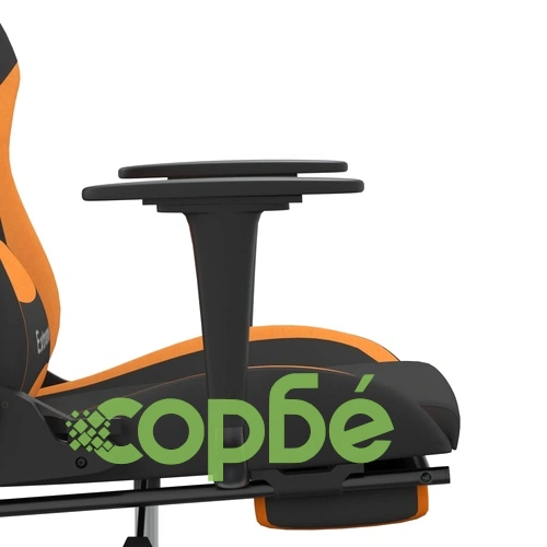 Гейминг стол с опора за крака, черно и оранжево, плат ➤ топ цена ➤ sorbe.bg