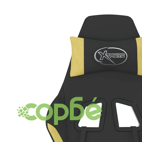 Гейминг стол с опора за крака, черно и светлозелено, плат ➤ топ цена ➤ sorbe.bg