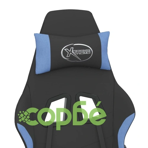 Гейминг стол с опора за крака, черно и cин, плат ➤ топ цена ➤ sorbe.bg