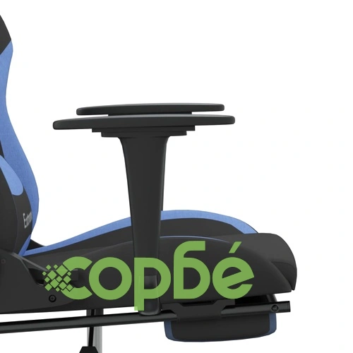 Гейминг стол с опора за крака, черно и cин, плат ➤ топ цена ➤ sorbe.bg