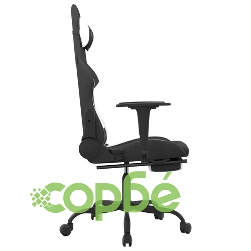 Гейминг стол с опора за крака, черно и Бял, плат ➤ топ цена ➤ sorbe.bg