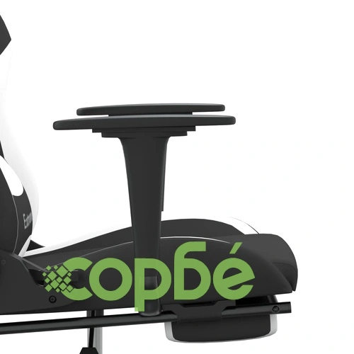 Гейминг стол с опора за крака, черно и Бял, плат ➤ топ цена ➤ sorbe.bg