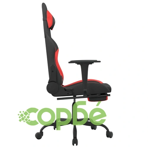 Гейминг стол с опора за крака, черно и Червен, плат ➤ топ цена ➤ sorbe.bg