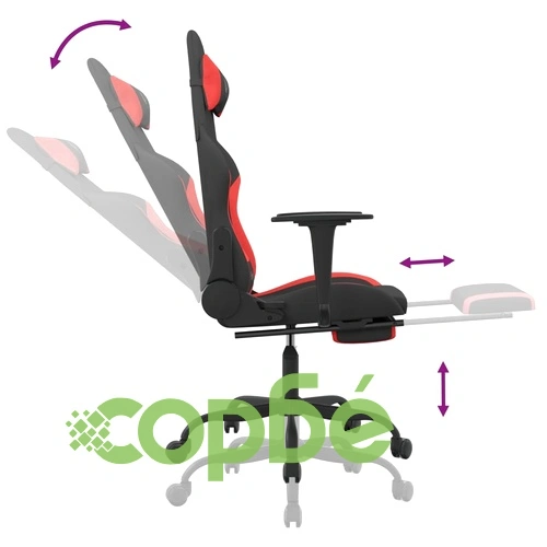 Гейминг стол с опора за крака, черно и Червен, плат ➤ топ цена ➤ sorbe.bg