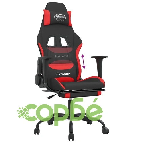 Гейминг стол с опора за крака, черно и Червен, плат ➤ топ цена ➤ sorbe.bg