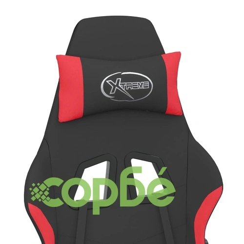 Гейминг стол с опора за крака, черно и Червен, плат ➤ топ цена ➤ sorbe.bg