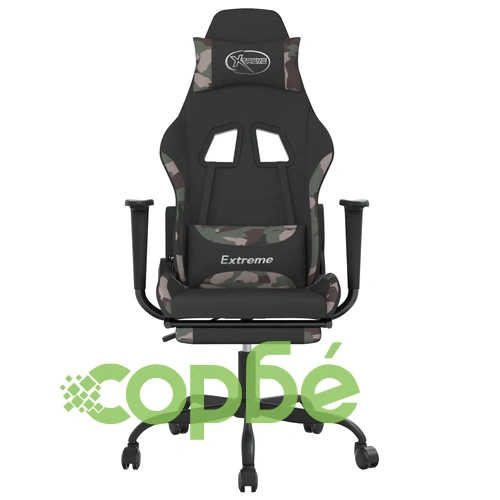 Гейминг стол с опора за крака черно и камуфлаж плат ➤ топ цена ➤ sorbe.bg