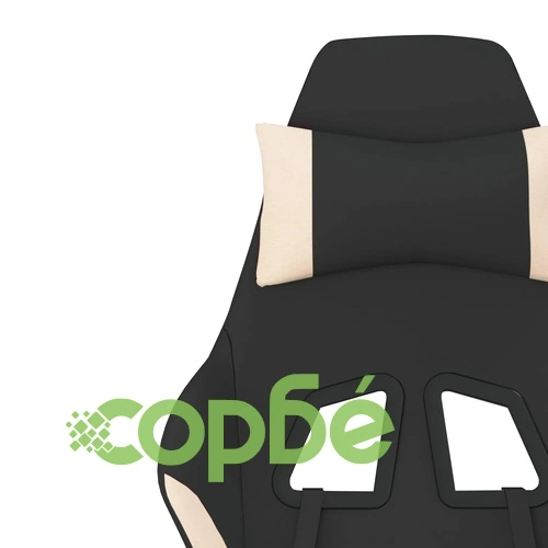 Гейминг стол с опора за крака, черно и кремаво, плат ➤ топ цена ➤ sorbe.bg