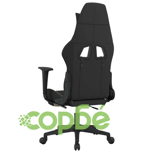 Гейминг стол с опора за крака, черно и кремаво, плат ➤ топ цена ➤ sorbe.bg