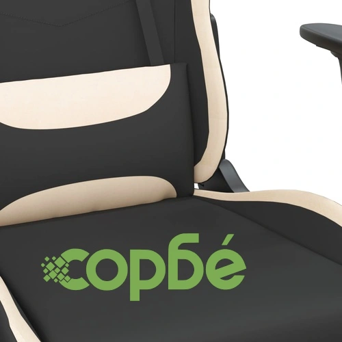 Гейминг стол с опора за крака, черно и кремаво, плат ➤ топ цена ➤ sorbe.bg