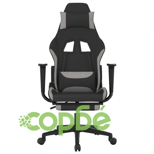 Гейминг стол с опора за крака, черно и cветлосив, плат ➤ топ цена ➤ sorbe.bg