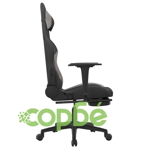 Гейминг стол с опора за крака, черно и cветлосив, плат ➤ топ цена ➤ sorbe.bg