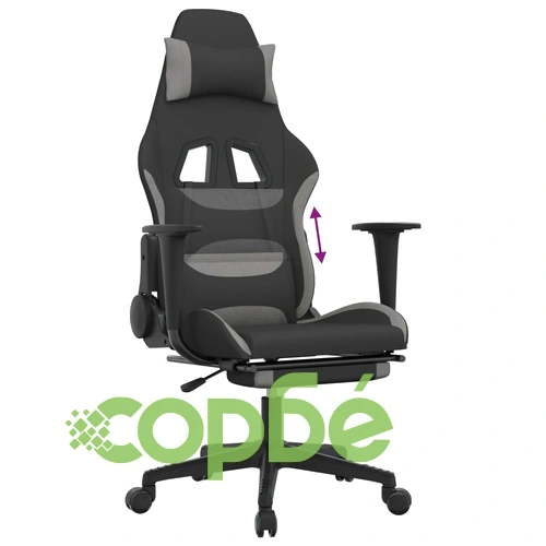 Гейминг стол с опора за крака, черно и cветлосив, плат ➤ топ цена ➤ sorbe.bg