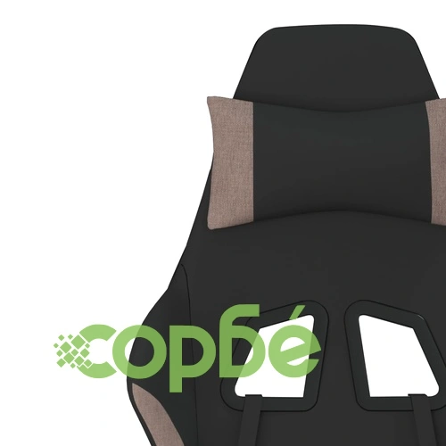 Гейминг стол с опора за крака, черно и таупе, текстил ➤ топ цена ➤ sorbe.bg