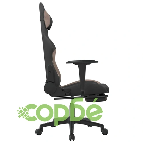 Гейминг стол с опора за крака, черно и таупе, текстил ➤ топ цена ➤ sorbe.bg