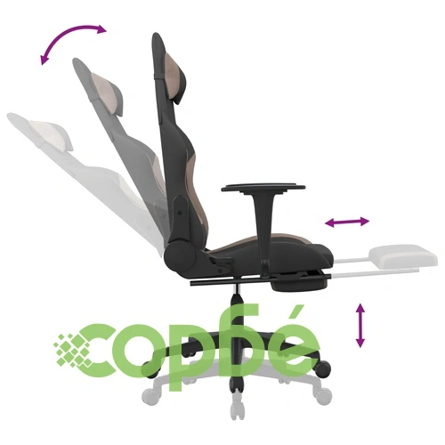 Гейминг стол с опора за крака, черно и таупе, текстил ➤ топ цена ➤ sorbe.bg