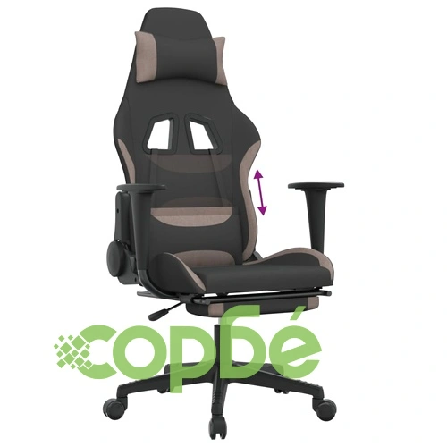 Гейминг стол с опора за крака, черно и таупе, текстил ➤ топ цена ➤ sorbe.bg