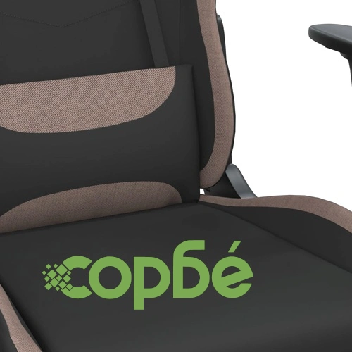 Гейминг стол с опора за крака, черно и таупе, текстил ➤ топ цена ➤ sorbe.bg