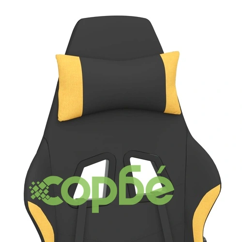 Гейминг стол с опора за крака, черно и жълто, плат ➤ топ цена ➤ sorbe.bg