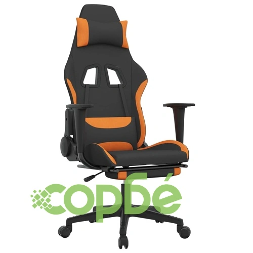 Гейминг стол с опора за крака, черно и оранжево, плат ➤ топ цена ➤ sorbe.bg