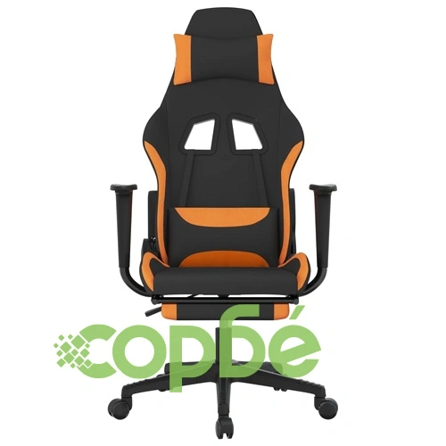 Гейминг стол с опора за крака, черно и оранжево, плат ➤ топ цена ➤ sorbe.bg