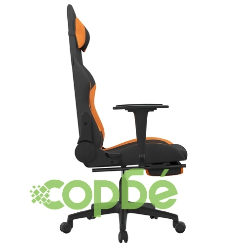 Гейминг стол с опора за крака, черно и оранжево, плат ➤ топ цена ➤ sorbe.bg