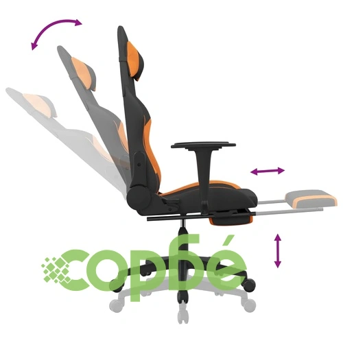 Гейминг стол с опора за крака, черно и оранжево, плат ➤ топ цена ➤ sorbe.bg