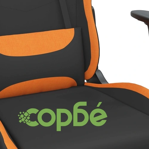 Гейминг стол с опора за крака, черно и оранжево, плат ➤ топ цена ➤ sorbe.bg