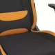 Гейминг стол с опора за крака, черно и оранжево, плат