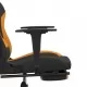 Гейминг стол с опора за крака, черно и оранжево, плат