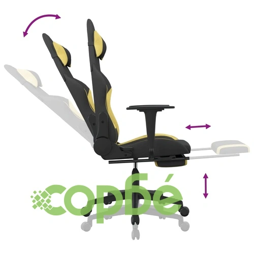 Гейминг стол с опора за крака, черно и светлозелено, плат ➤ топ цена ➤ sorbe.bg