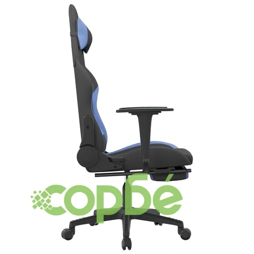 Гейминг стол с опора за крака, черно и cин, плат ➤ топ цена ➤ sorbe.bg