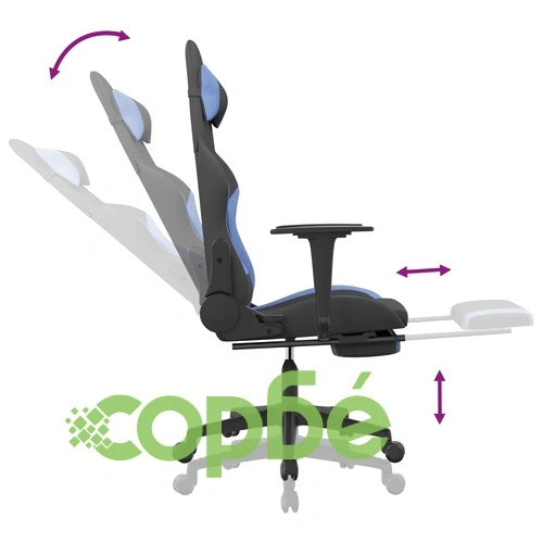 Гейминг стол с опора за крака, черно и cин, плат ➤ топ цена ➤ sorbe.bg