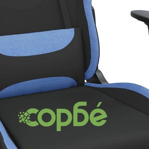 Гейминг стол с опора за крака, черно и cин, плат ➤ топ цена ➤ sorbe.bg