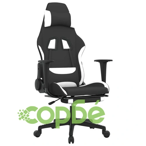 Гейминг стол с опора за крака, черно и Бял, плат ➤ топ цена ➤ sorbe.bg